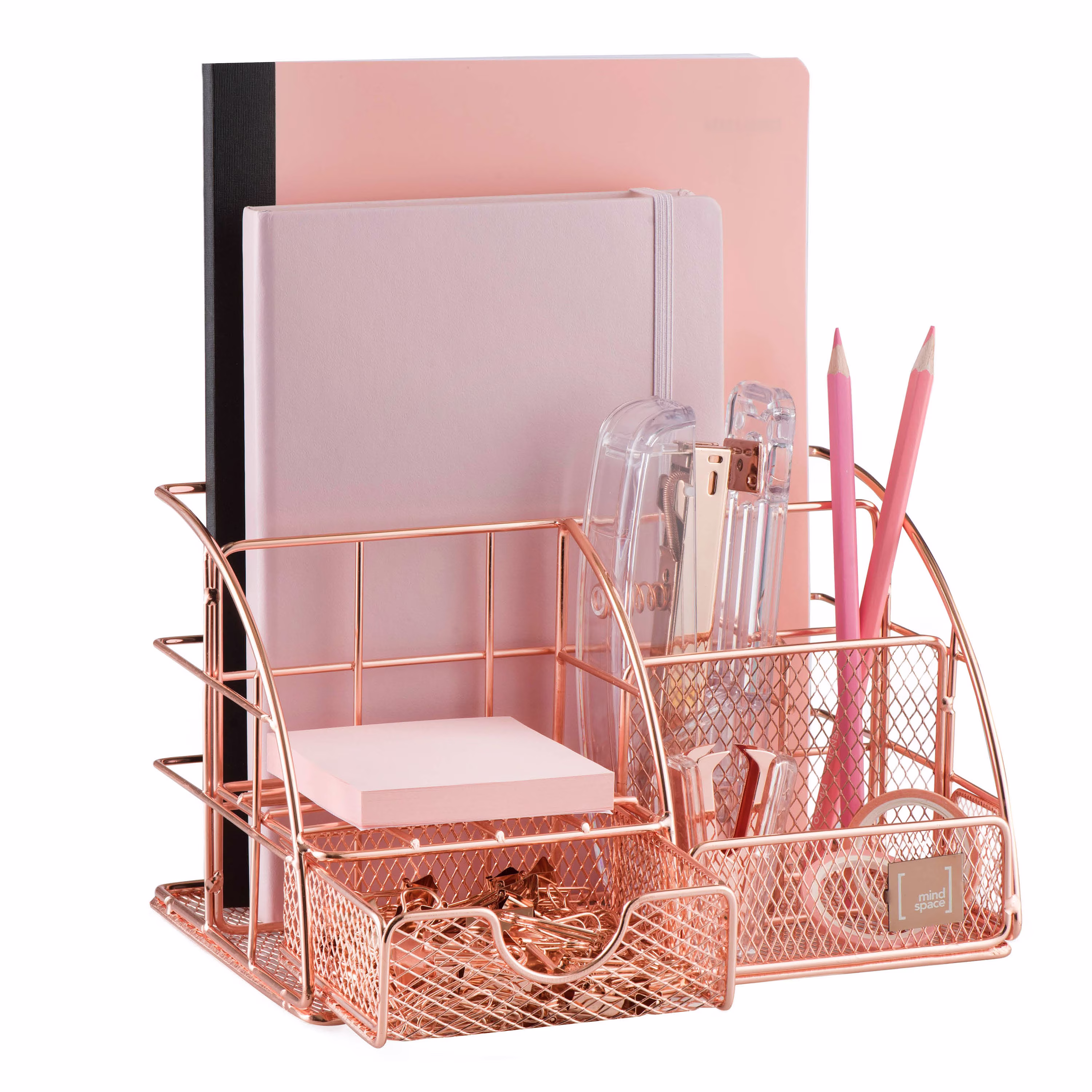 Wire Desk Organizer With Paper Clips & Binder By Mindspace