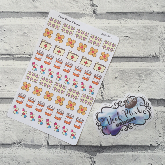 Medicine & Plasters Stickers For Erin Condren, Plum Paper, Filofax, Kikki K | Dpd800