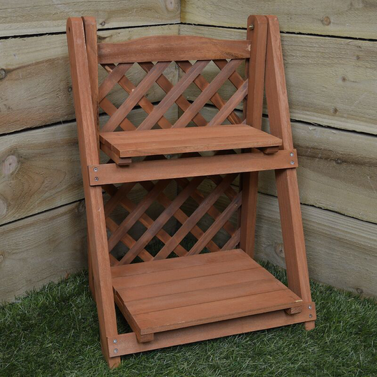 Outdoor Wooden Garden 2 Tier Shelf Display Planter for Garden Plants Flowers Herbs