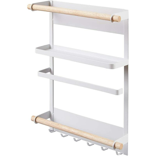Hanging Shelf Shelf Fridge Storage with Suction Cups Spice Rack Wall Mounted Shelf Kitchen Storage Herb Freestanding Spice Shelf(White)