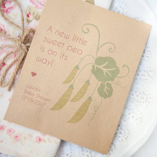 10 'Sweet Pea' Baby Shower Seed Packet Favours