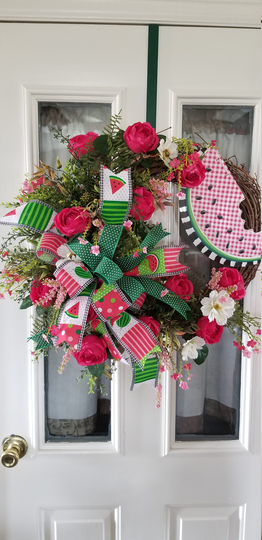 Summer Watermelon Wreath, Front Door Decor, Interior Seasonal Decor
