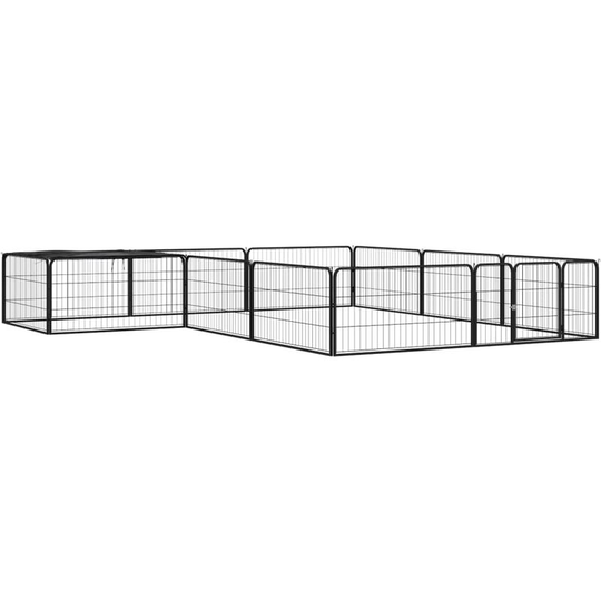 Vidaxl - 12-Panel Dog Playpen Black 100x50 cm Powder-coated Steel Black