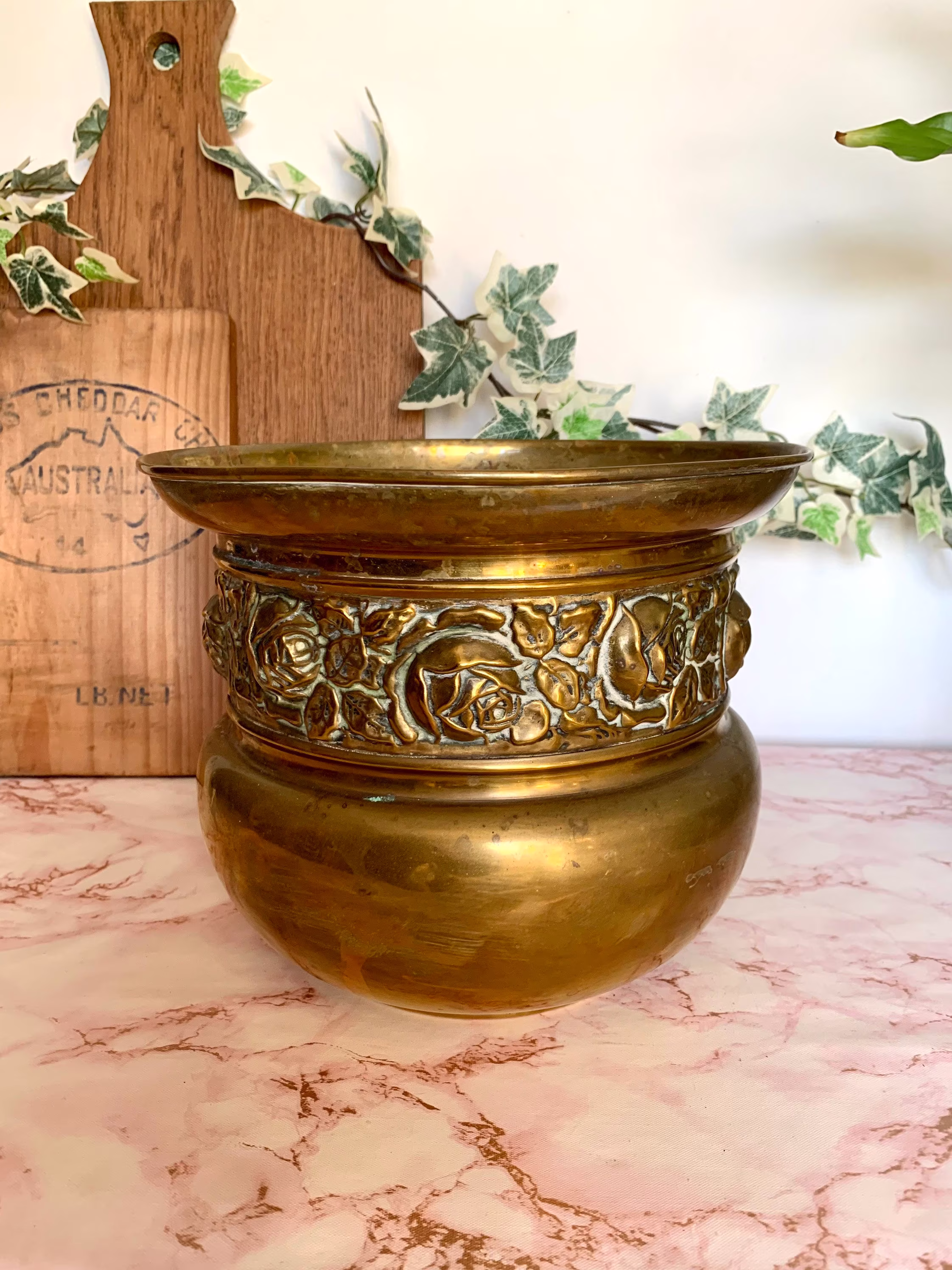 Vintage Large Brass Plant Pot | Pots Cactus Houseplant Succulent Herb
