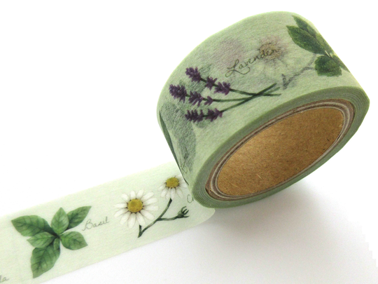 Herb Washi Tape, Wild Flower, Handmade Card, Gift Wrapping Idea, Stationery Lover, Masking Tape