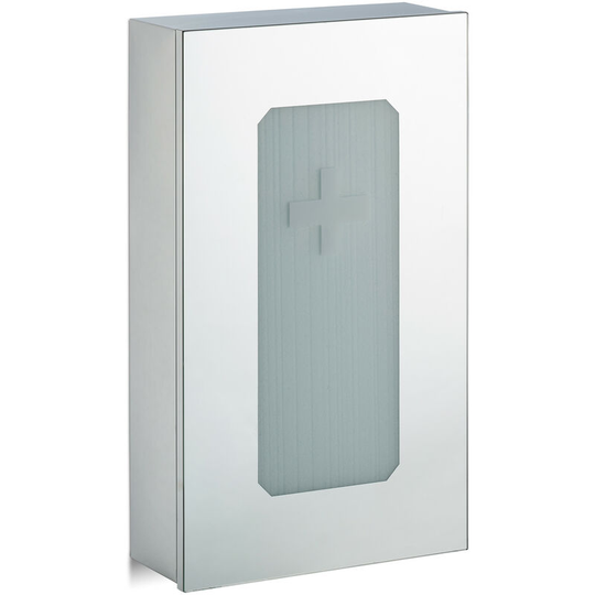 Stainless Steel Medicine Cabinet, Mirror Door, 2 Compartments, First Aid, Home Pharmacy, hwd: 54x32x12cm, Silver - Relaxdays