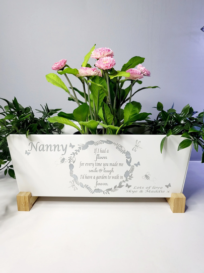 Personalised Planter, Indoor Plant Pot, Engraved Metal Pot