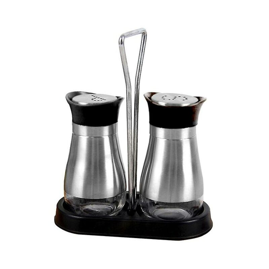 2pcs Salt And Pepper Shakers Set Stainless Steel & Glass Salt Shaker With Holes Thsinde