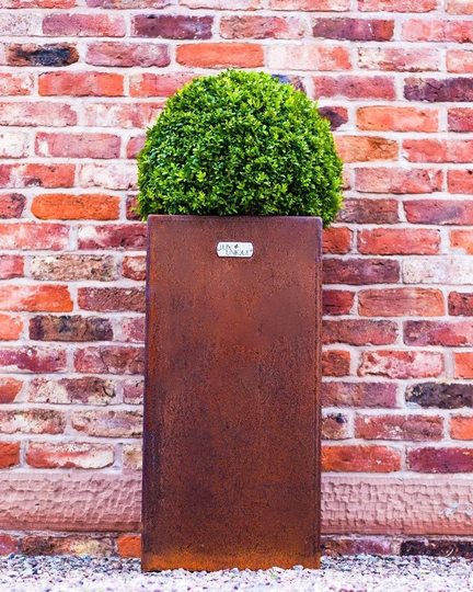 Corten Steel Tall Planter - Metal Weathering