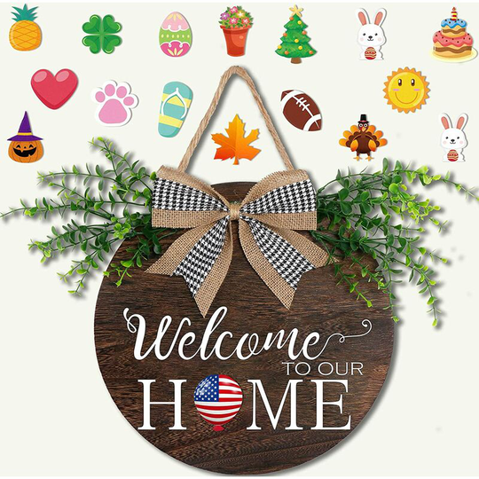 Seasonal Welcome Sign Front Door Porch Decor,