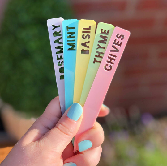 Set Of Five Personalised Rainbow Plant Markers