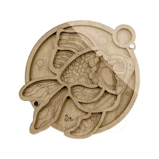Wood Bead Organizer Tray With Lid "Fish