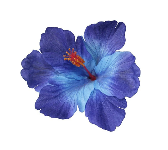 Debra Single Tiki Hibiscus Hair Flower - Blue