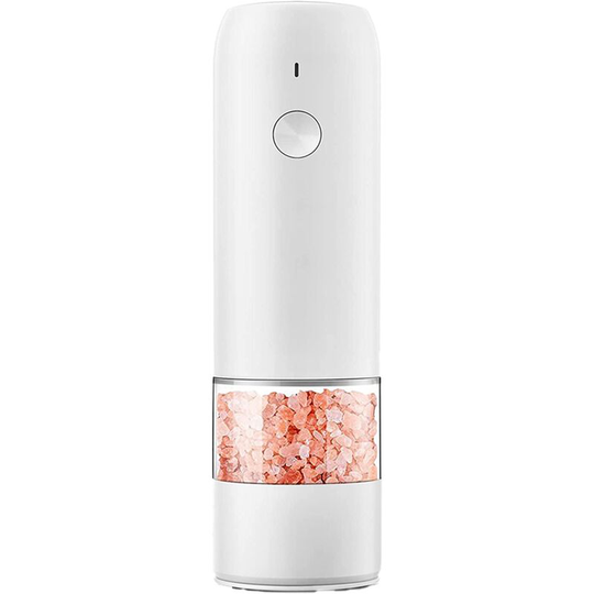 Electric Pepper and Salt Grinder Set -Modern Style - Automatic Black Peppercorn & Sea Salt Spice Mill Set White