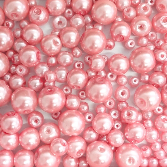 200 Powder Rose Glass Pearl Beads 4mm 6mm 8mm 10mm Assorted Sizes