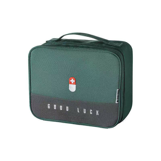 Zippered First Aid Kit Medicine Storage Bag Green Emergency Empty Bag
