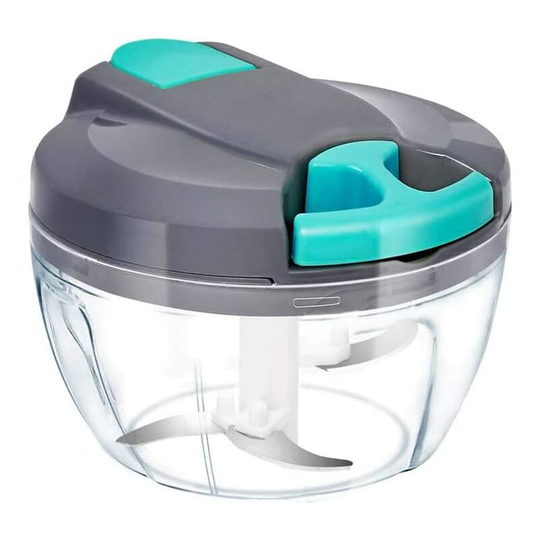 Joorrt - 500 ml Onion Cutter Manual Chopper with Pulley Multi Food Chopper with 3 Blades for Onions, Vegetables, Nuts, Garlic, Salad, Herbs