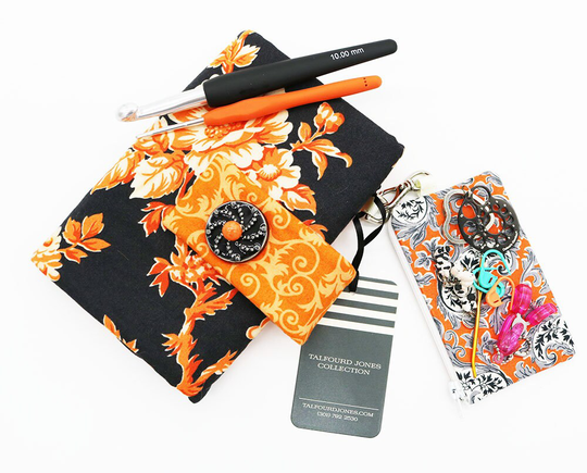 Crochet Hook Case With Numbered Pockets, Floral Paisley, Organizer, Holder Roll, Knitting Needle Case, Fabric Bag