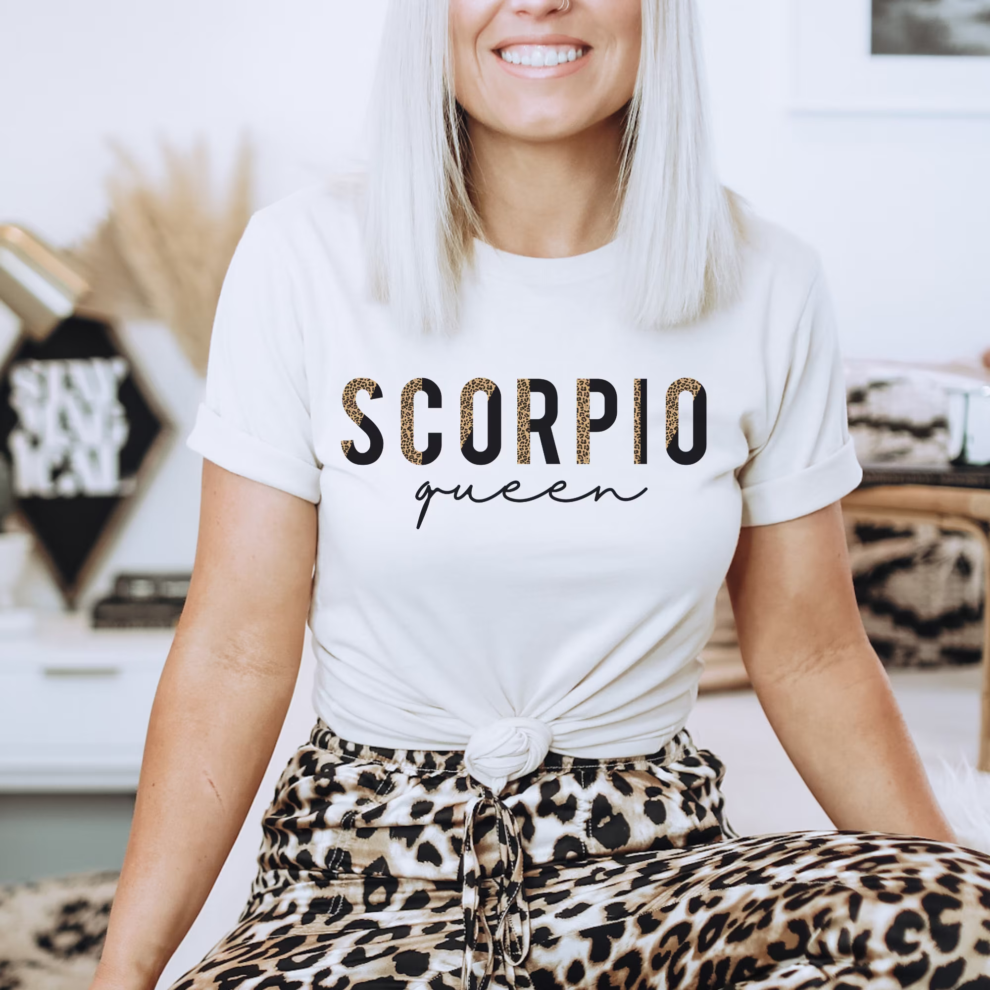 Scorpio Season Shirt, Leopard Tee, Birthday Shirt Gift, Gifts For Women Zodiac Sign Astrology Tshirt Cheetah