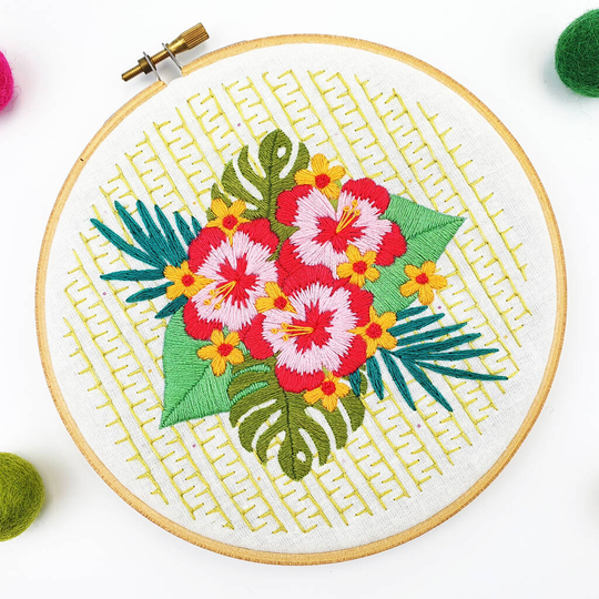 Tropical Flowers Embroidery Kit