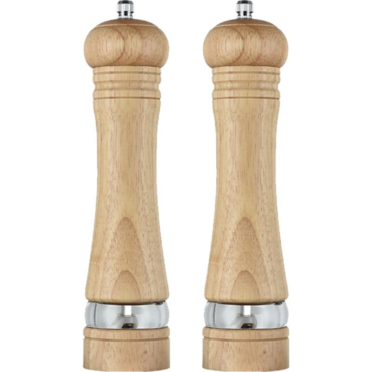 Wood Salt and Pepper Grinder Mills Sets, Classic Manual Salt Grinder Refillable Pepper Mill Sets 8 inch primary color + original color boxed