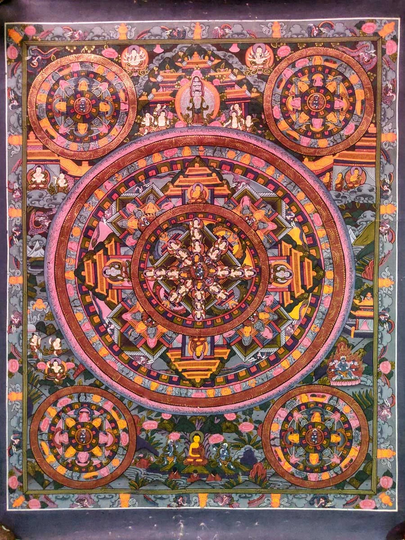Seasonal Sale -Authentic Thangka Painting Of Buddhist Mandala - Best For Good Luck & Positivity Energy in Home Office