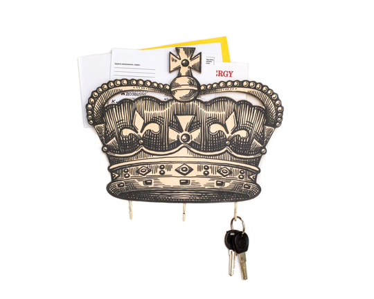 Key Hook - Wall Organizer Letter Shelf Crown At Your Service For Keys & Letters