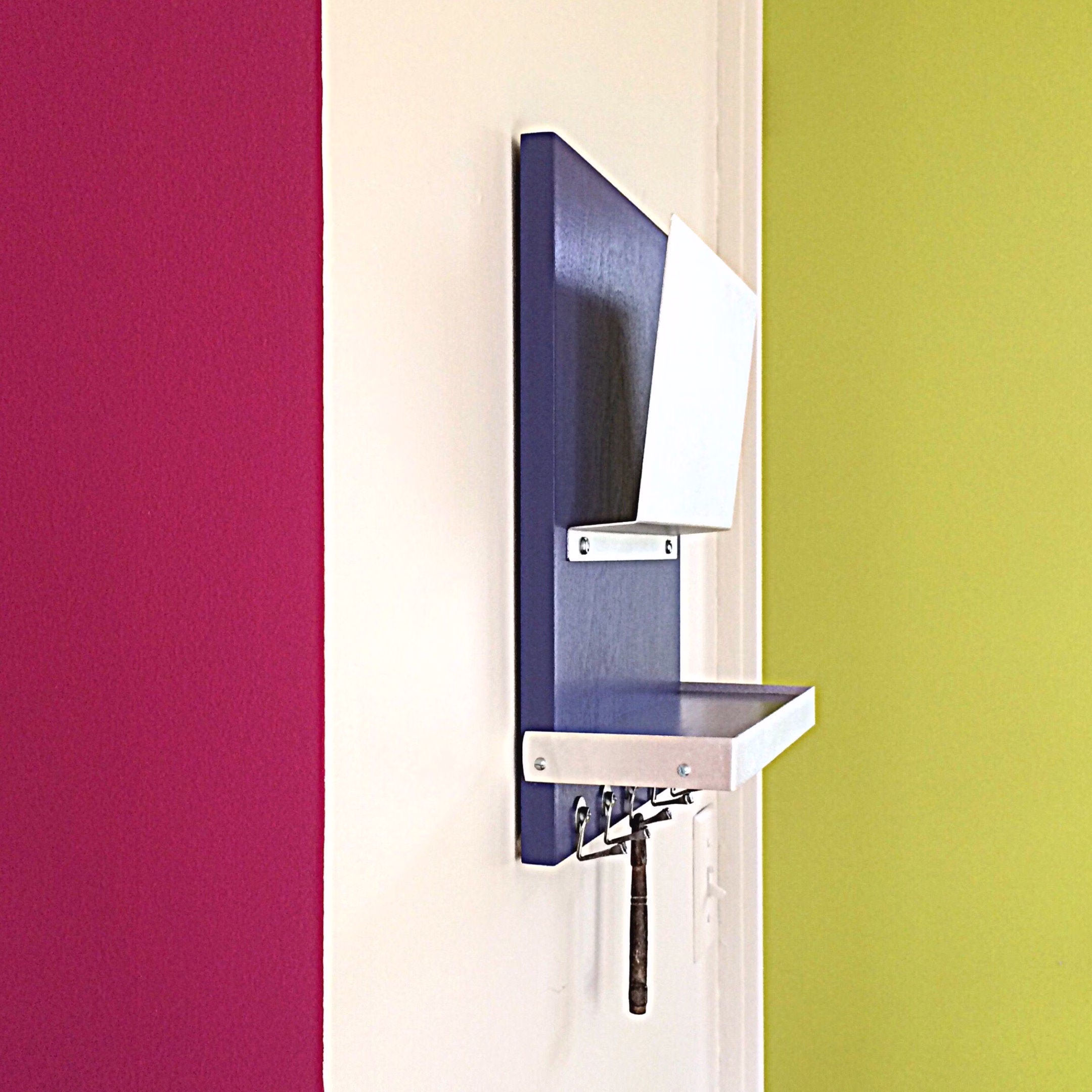 Wall Mount Organizer With Shelf & Key Hooks, Modern Mail Holder. Ipad Storage, Cottage Decor, Entry Organization, Rack, Interior Decor