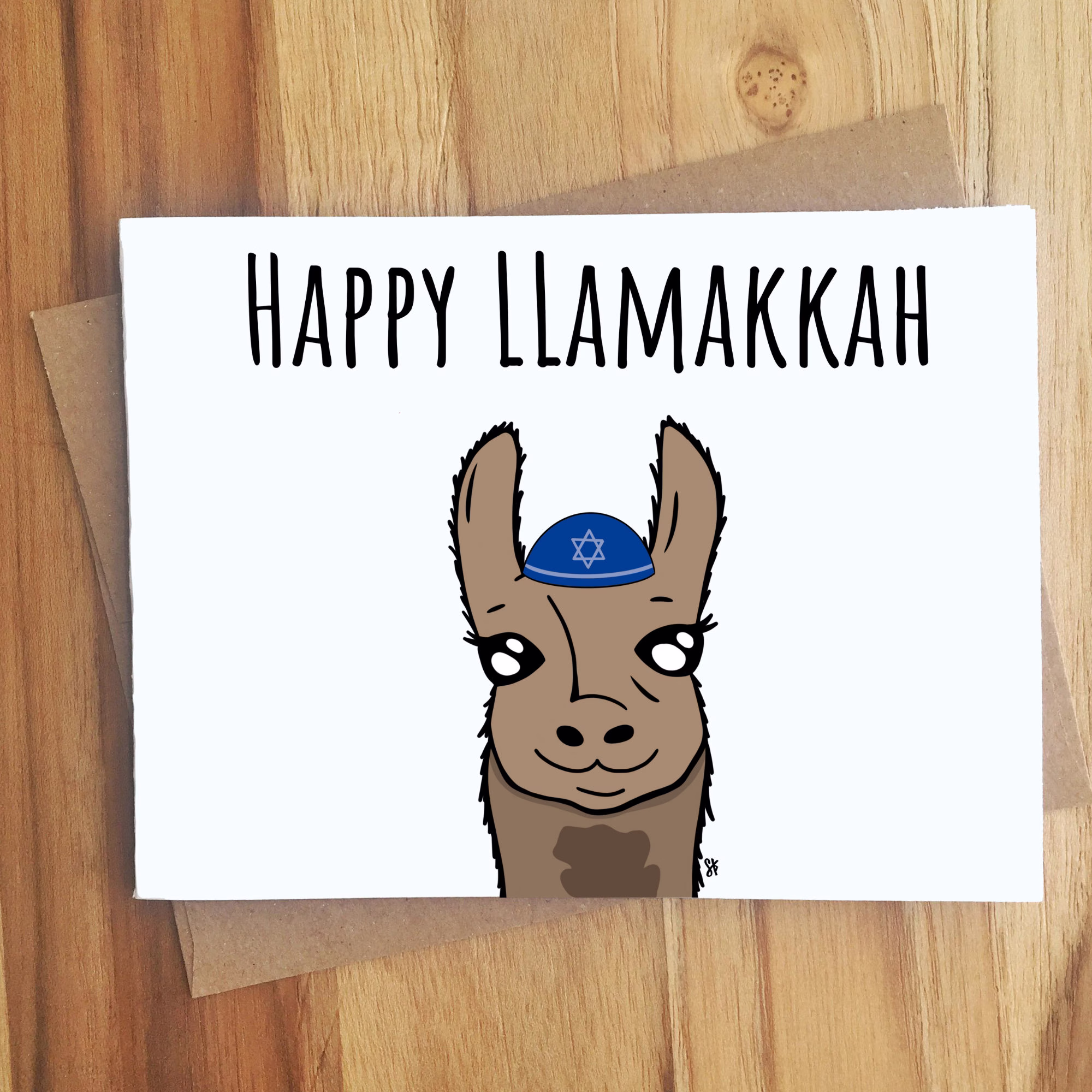 Happy Llamakkah Llama Pun Card Greeting/Handmade Gift Chanukah Holidays Season's Greetings Jewish Cute Family