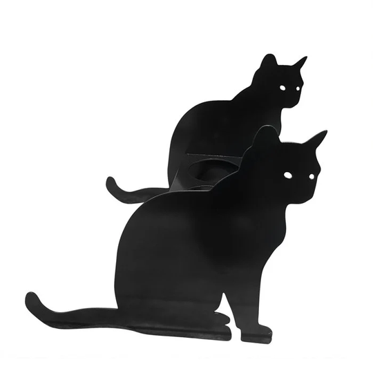 Cat Sitting Garden Planter - Metal Outdoor Black Ornament
