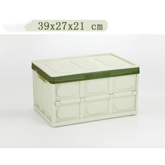 Foldable Crate with Lid - 28L Multipurpose Plastic Storage Box - Stackable Storage Basket Box for Camping, Travel, Home, Organize, Moving - Color: