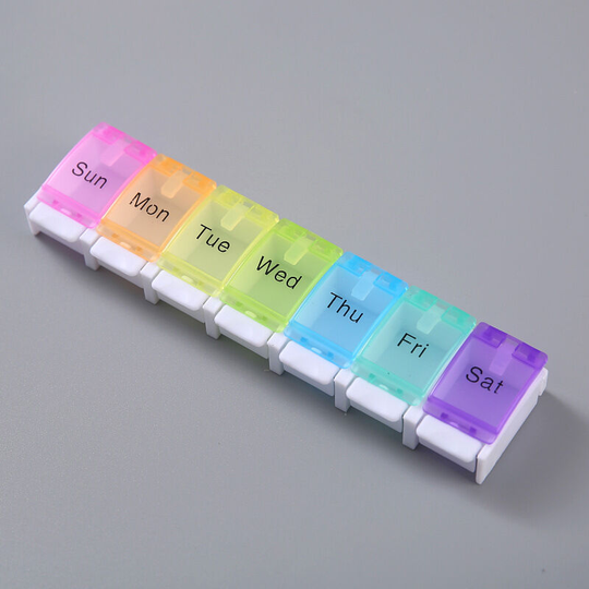 Sun Flowergb - Pill Box, Pill Organizer, 7 Days Weekly Pills, bpa Free, with Unique Push Button Pop Open Design Hold Vitamin, Medicine