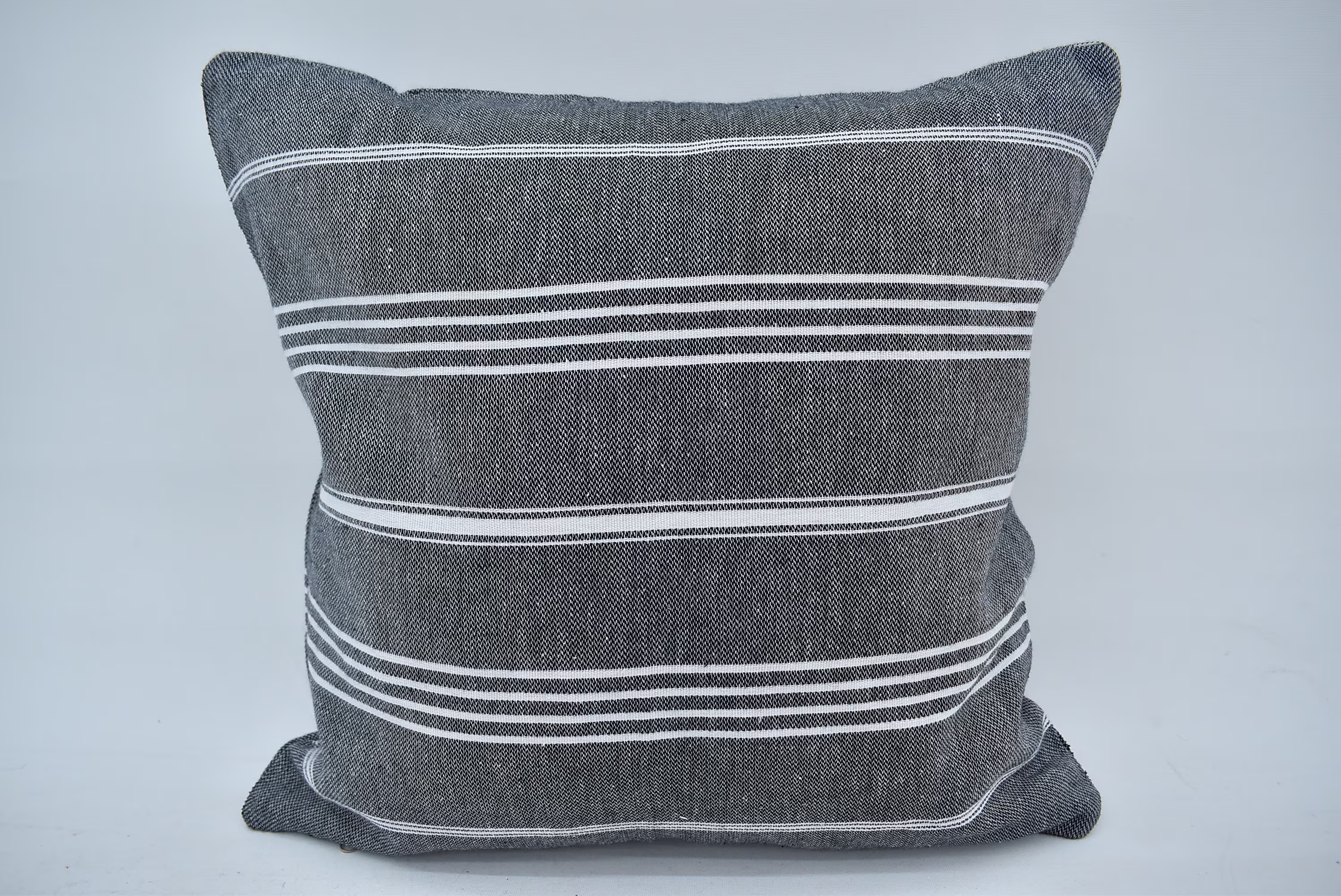 Turkish Pillow, Organic Cushion Cover, Decor Double Sided Striped Black 18x18 Mn45x45-391