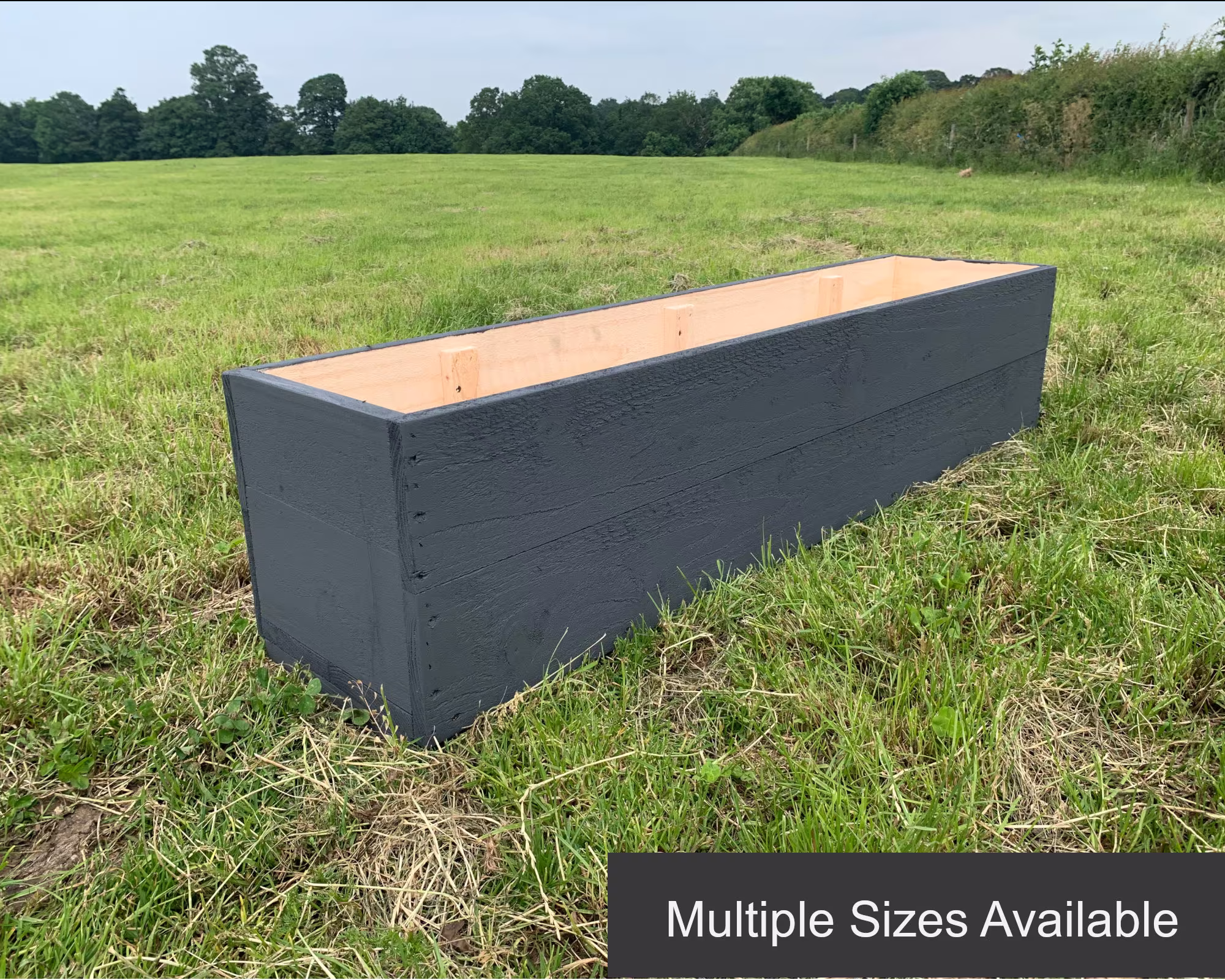 Large Wooden Garden Planter/Raised Bed | 100 - 165 cm Long Painted Dark Grey Delivered Fully Assembled. Fast&free Delivery