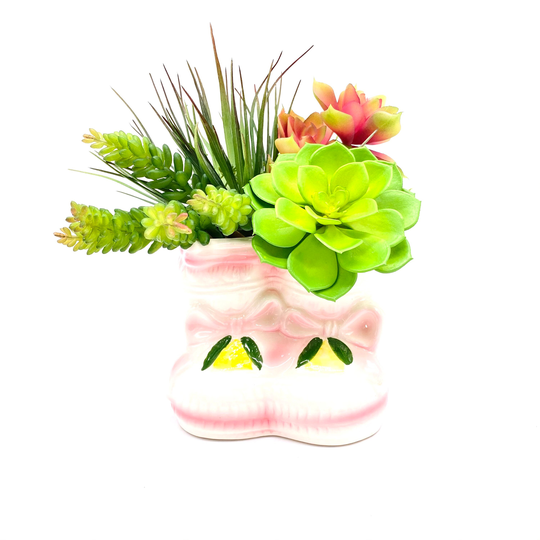 Vintage - Giftwares Co. Nancy Pew Pink Ceramic Bootties Planter