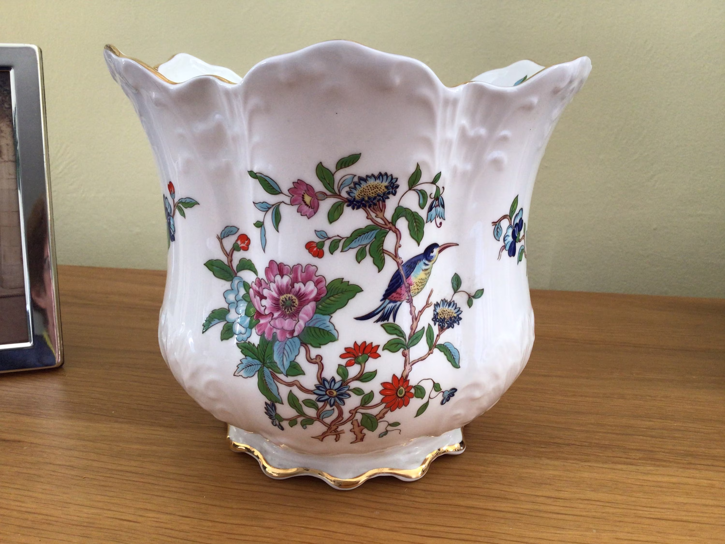 Aynsley Pembroke' Cache-Pot. Pembroke Pattern. Large Plant Pot Holder. Vintage China. Unused, Perfect