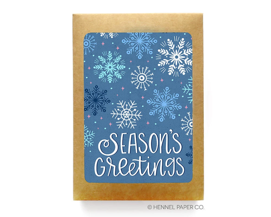 Seasons Greetings Christmas Card Boxed Set - Snowflakes Holiday Cards Hennel Paper Co