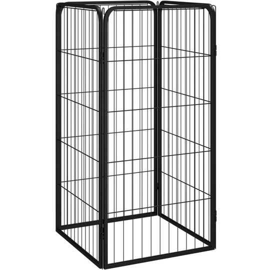 Dog Playpen 4 Panels Black 50x100 cm Powder-coated Steel Vidaxl Black
