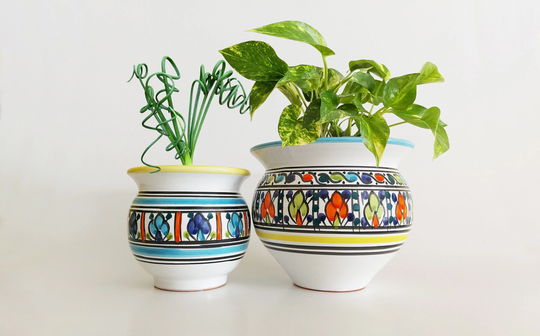 Ceramic Plant Pots | Mini Planters 2 Small Succulent Planters Minimalist Bohemian Indoors Outdoors Garden