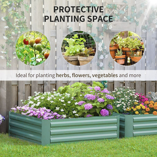 60cm Galvanized Steel Rectangular Raised Garden Bed Planter Box - Livingandhome