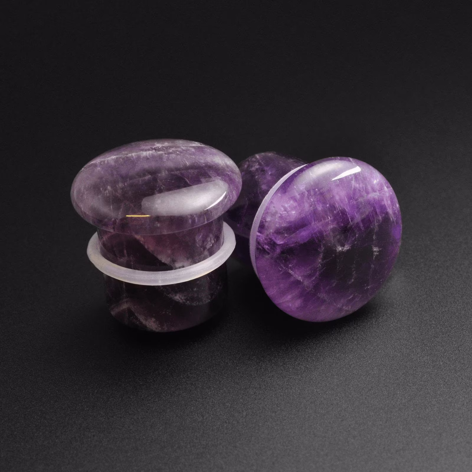 Amethyst Single Flare Convex Organic Stone Plug | Sizes 3mm | 8G - 16mm | 5/8