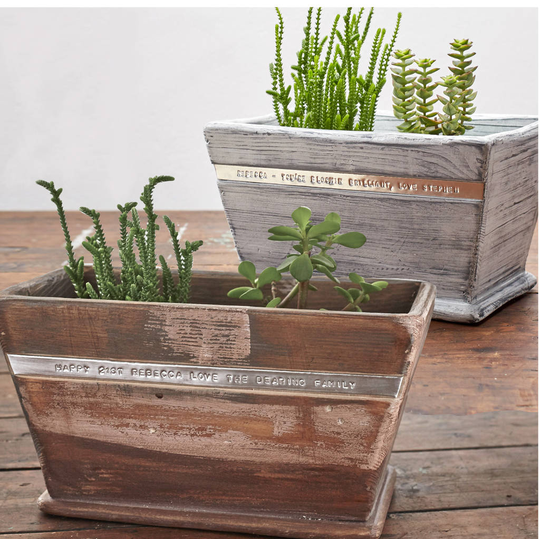 Personalised Wooden Pot Planter, White