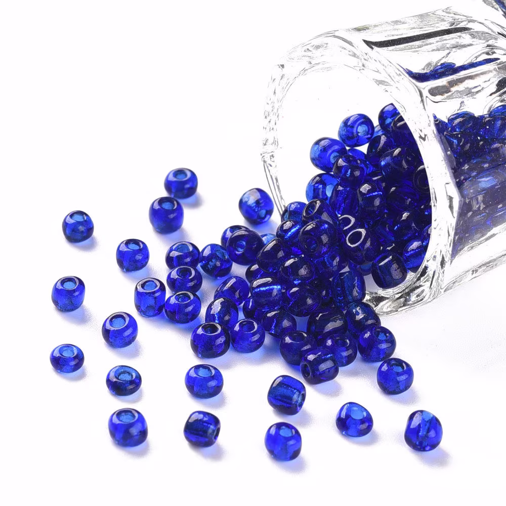 Blue Seed Beads 6/0 Transparent, 110 Grams