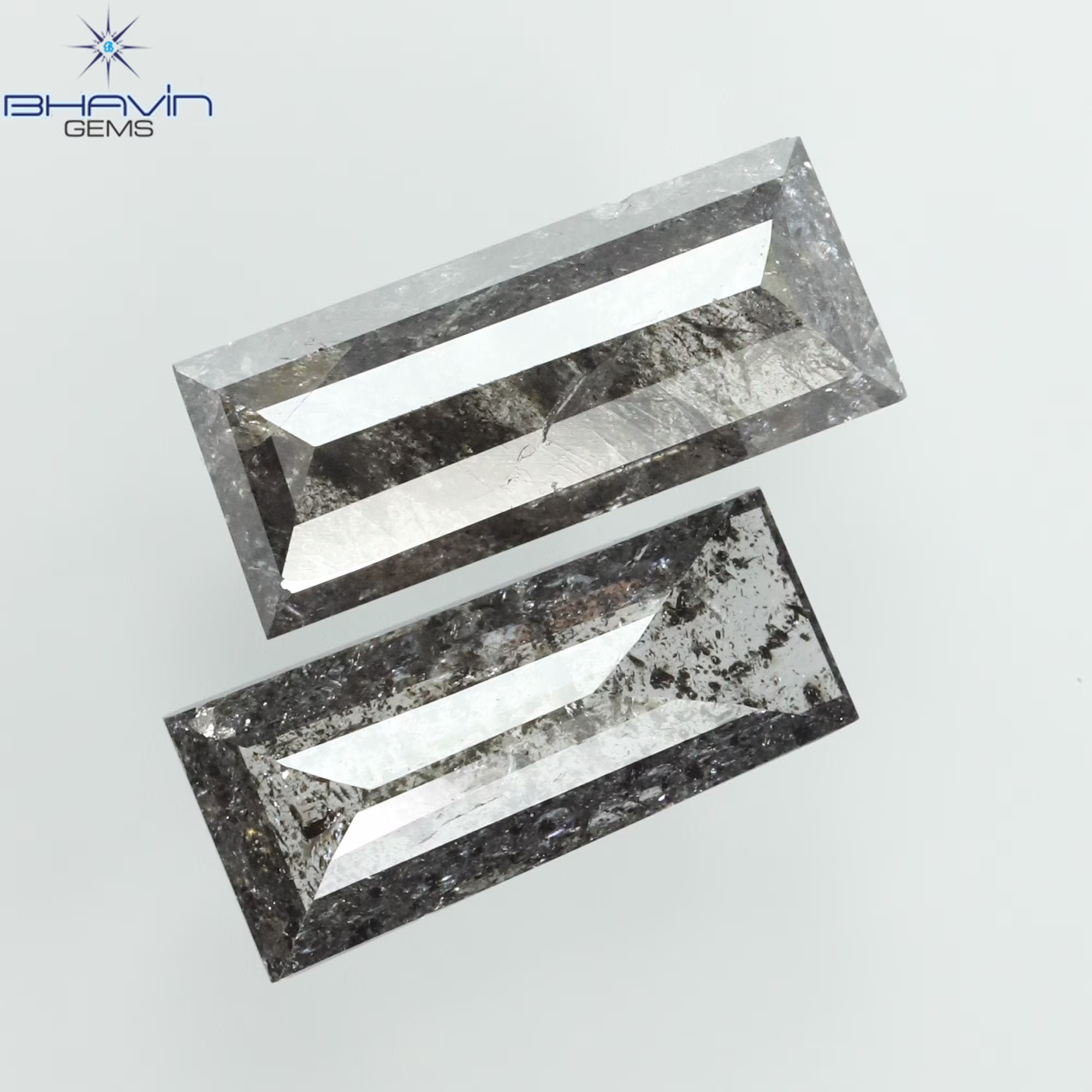 2.30 Ct/2 Pcs Baguette Shape & Salt Pepper Color I3 Clarity Natural Loose Diamond For Wedding Ring, Pendant, Earring, Jewelry/Sku N6-109