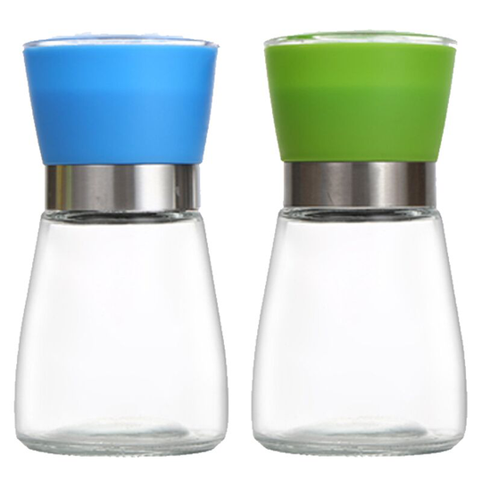 Salt And Pepper Grinder Set (4 Pcs)-Durable Stainless Steel Salt And Pepper Grinder-Spice Grinder blue + green