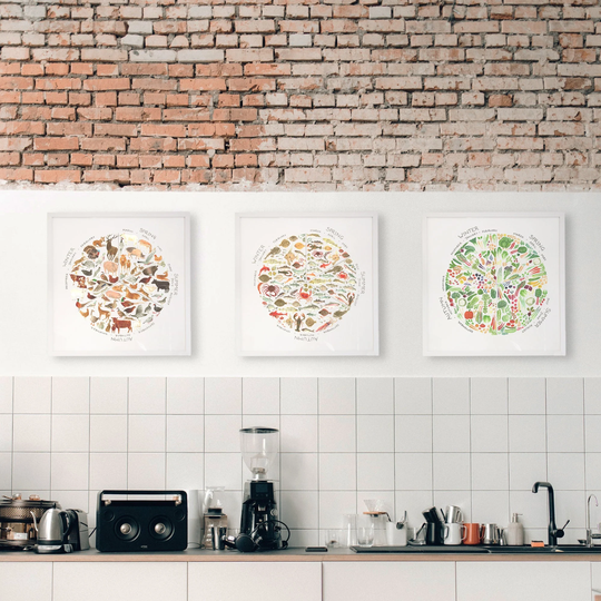 Set Of 3 Prints | Seasonal Cooking Kitchen Decor