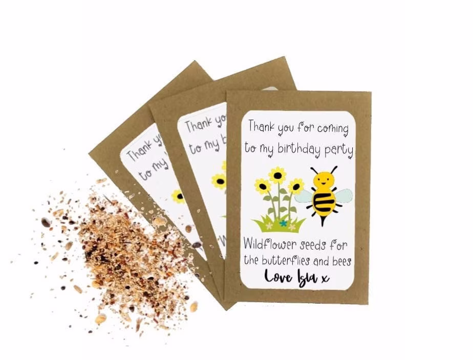 Personalised Party Bag Birthday Seed Packets Envelopes | Kids Favour Gift Thank You Eco Friendly
