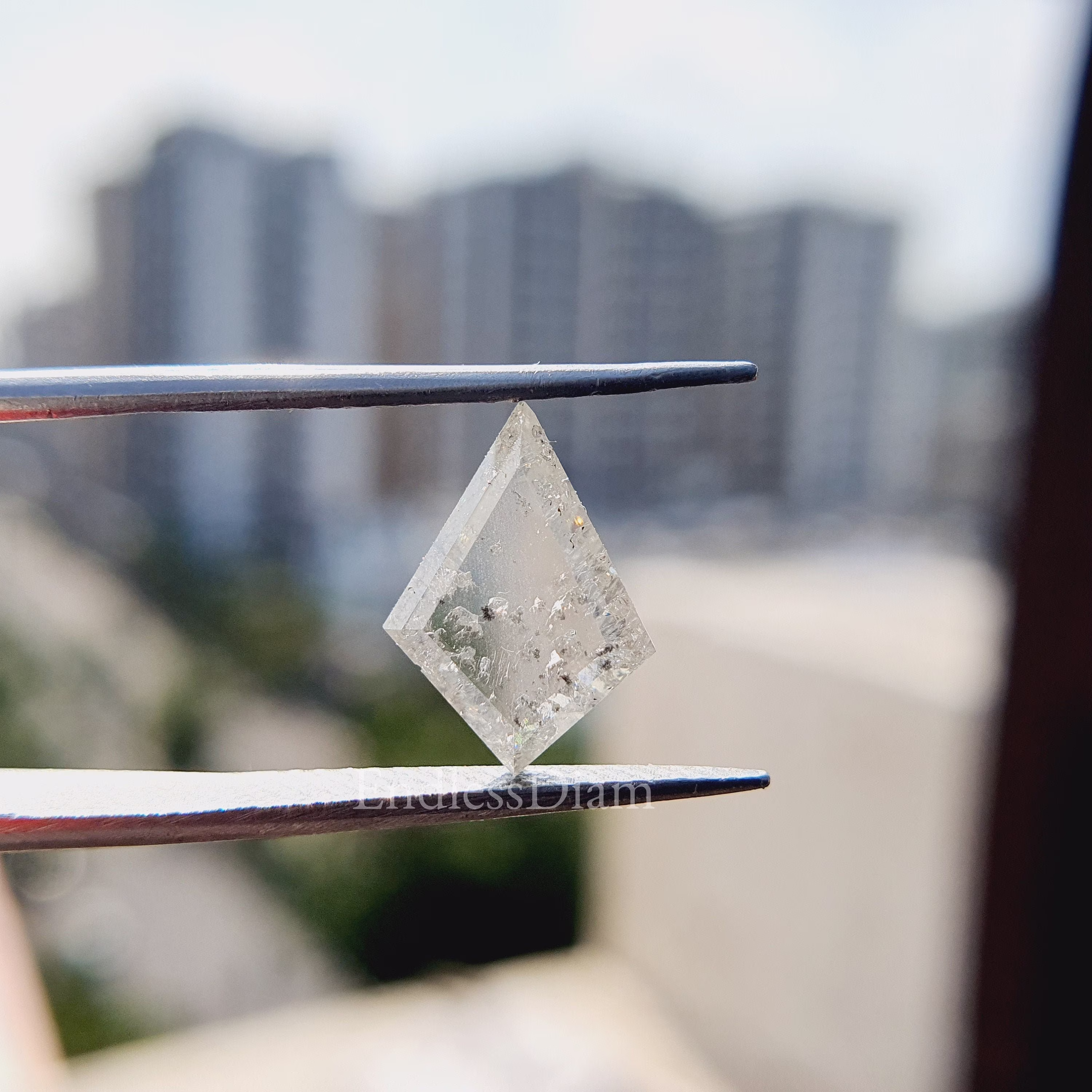 2.13Ct Kite Shape Salt & Pepper Loose Moissanite, Diamond For Anniversary Gift, Antique Colorless Diamond, Jewelry Making