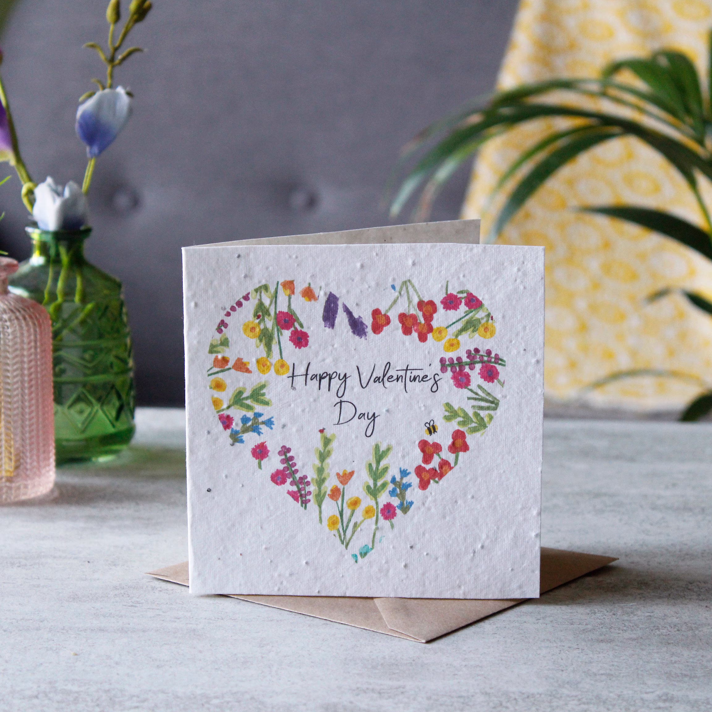 Happy Valentine's Day Plantable Seed Square Card - Wildflower Gift Seeds Eco Friendly