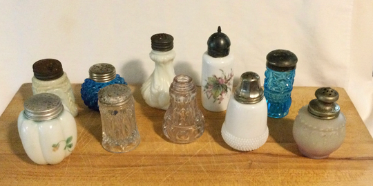 Antique Set Of Ten Assorted Glass Salt/Pepper Shakers